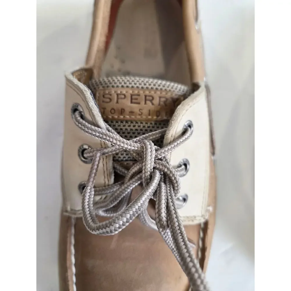 Sperry Top-Sider Two Tone Sz 15M  Leather Brown Tan Beige Boat Loafer Shoes - Picture 4 of 7